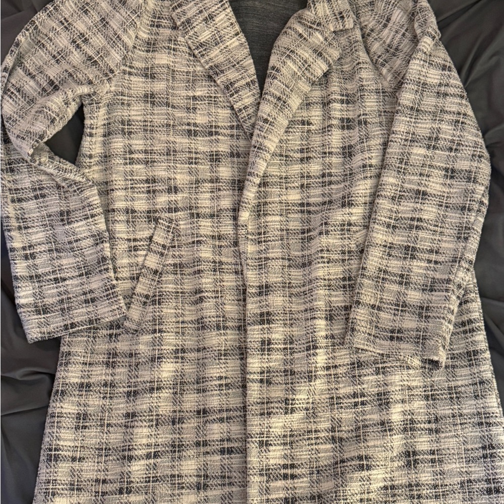 MELLODAY Black and White Plaid Blazer